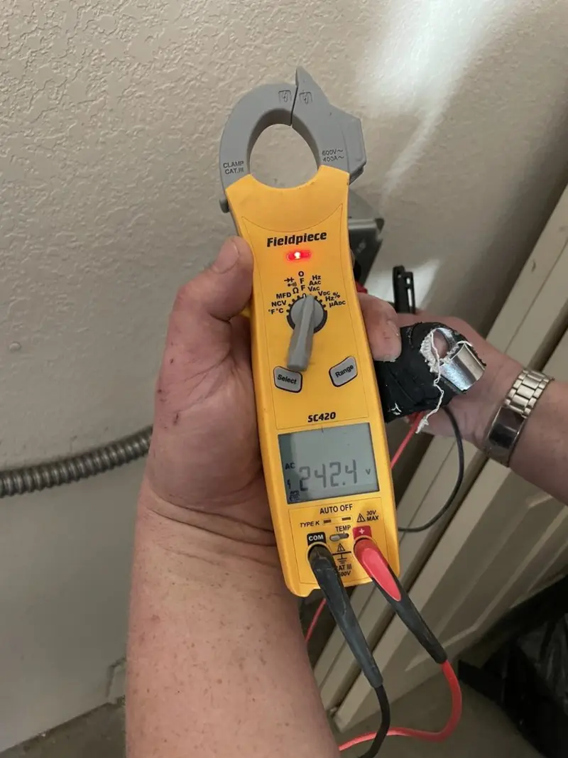 Voltage testing with clamp meter during Circuit Breaker Repair in Munhall